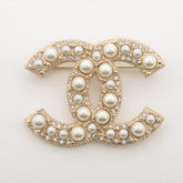Chanel Coco Logo Rhinestone Gold Earrings Costume Jewellery